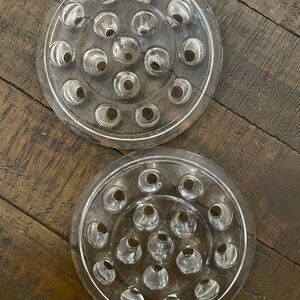 Two vintage glass flower frogs